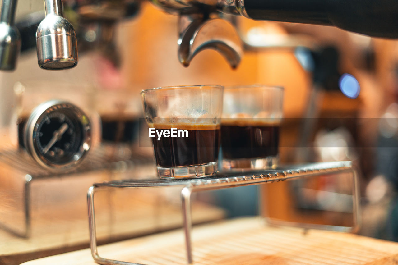 Close-up of coffee served in cafe