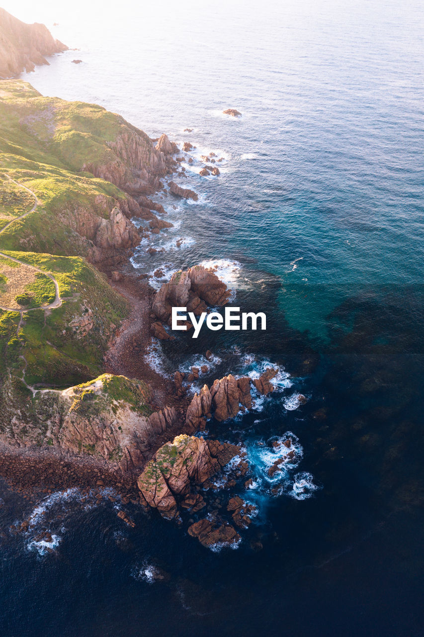 Aerial view of land and sea