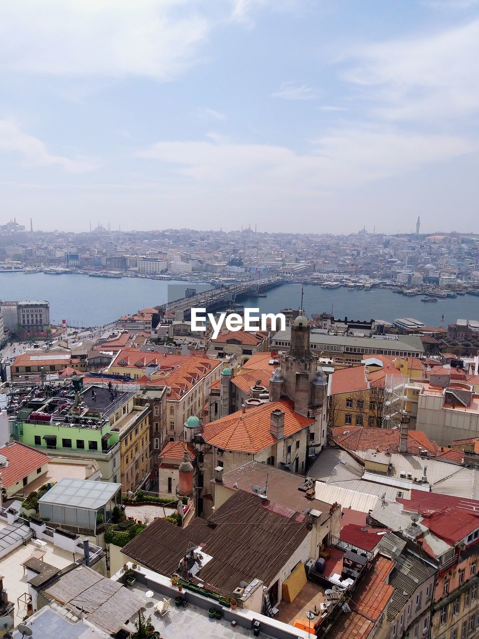 High angle view of townscape against sky