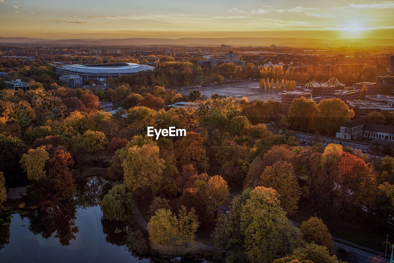 Football stadium in hannover during an evening in autumn