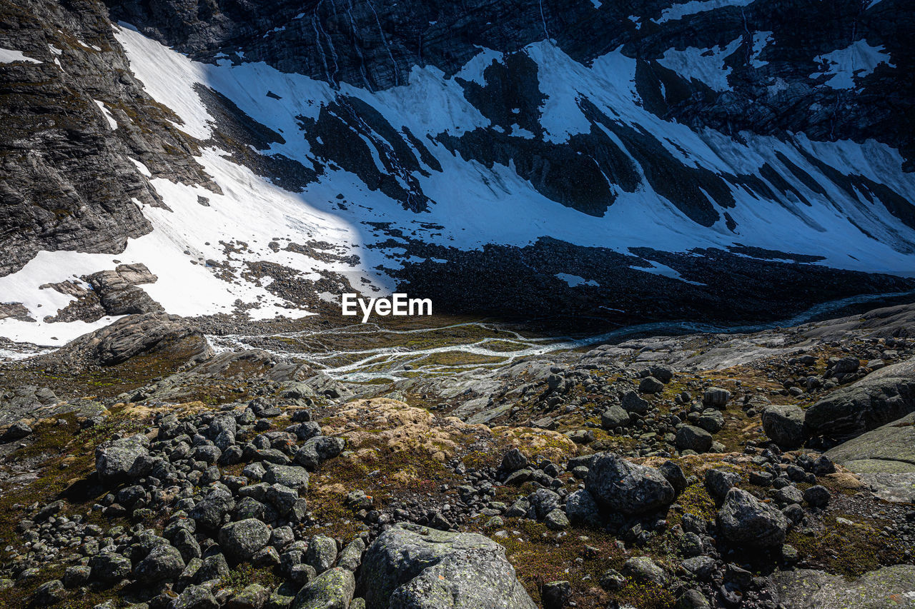 Aerial view of snowcapped mountains