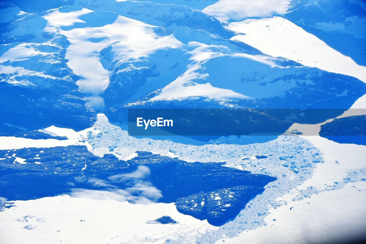 Aerial view of frozen lake