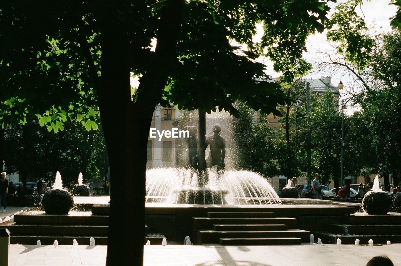 FOUNTAIN AGAINST TREES