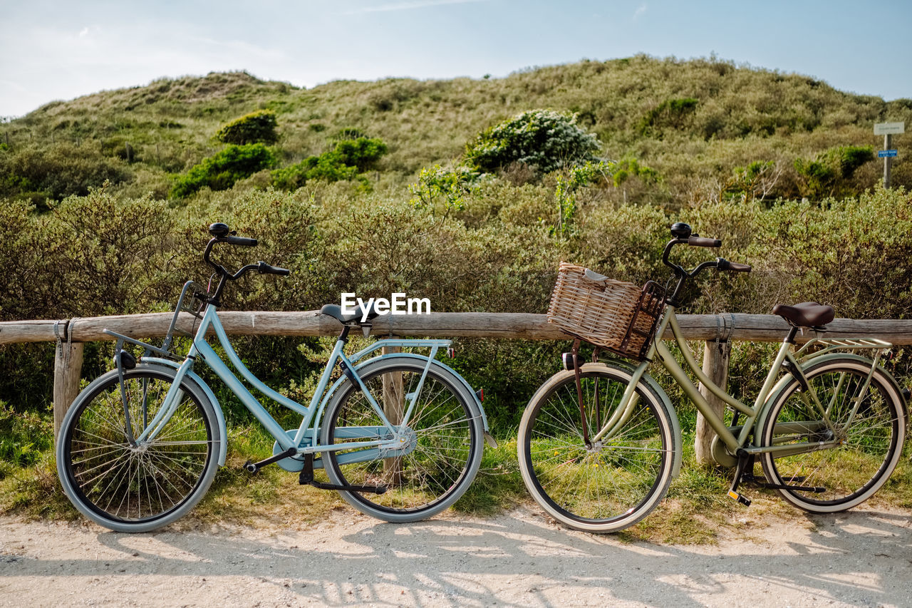 Bicycle parked on field