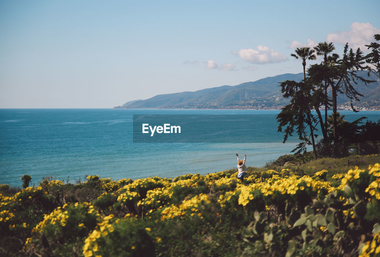 Scenic view of sea against clear sky