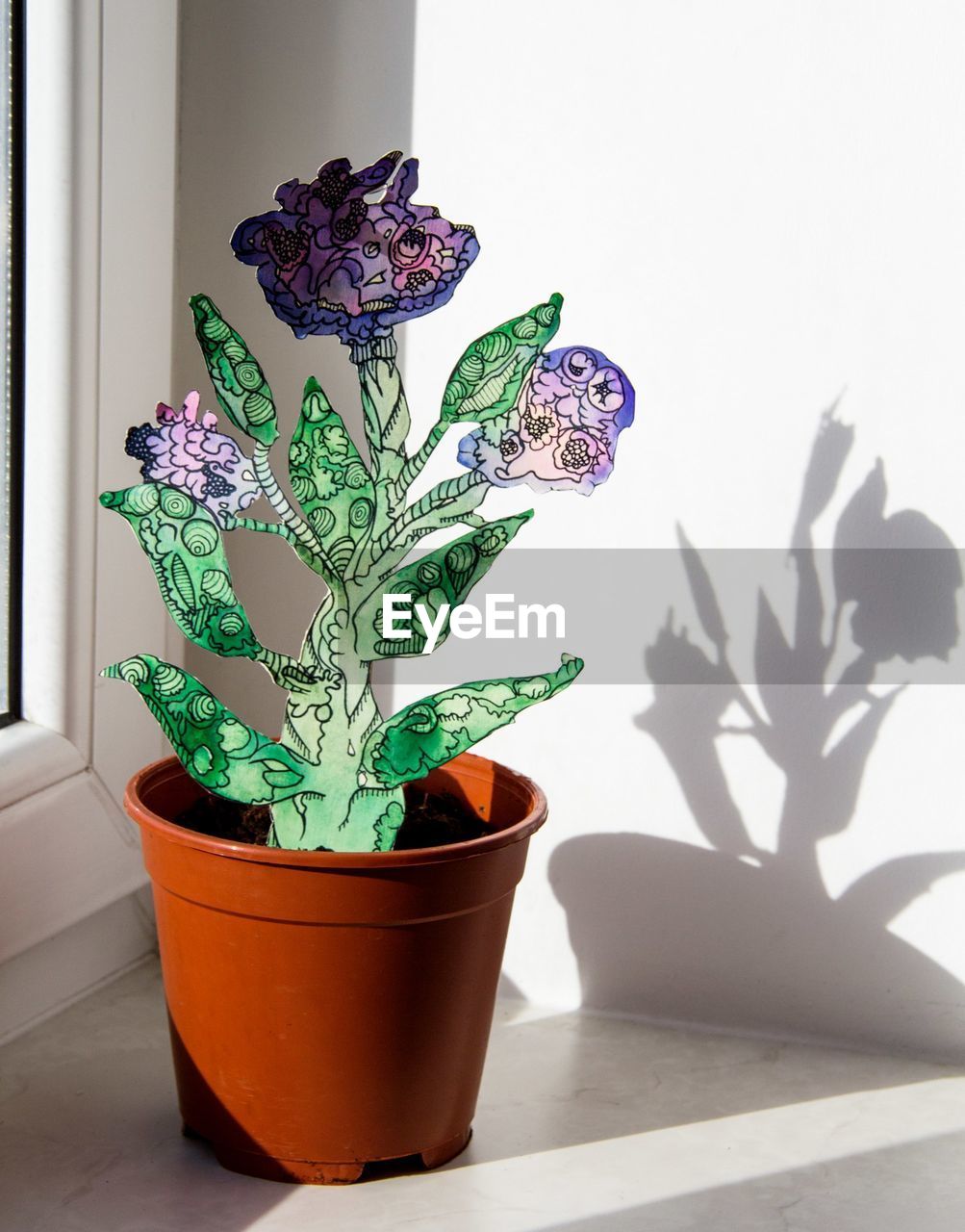 CLOSE-UP OF POTTED PLANT AGAINST WINDOW