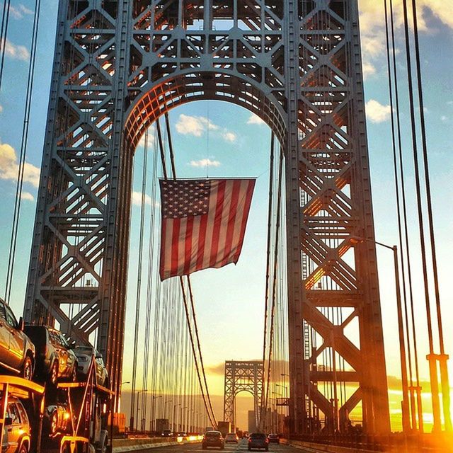 LOW ANGLE VIEW OF SUSPENSION BRIDGE