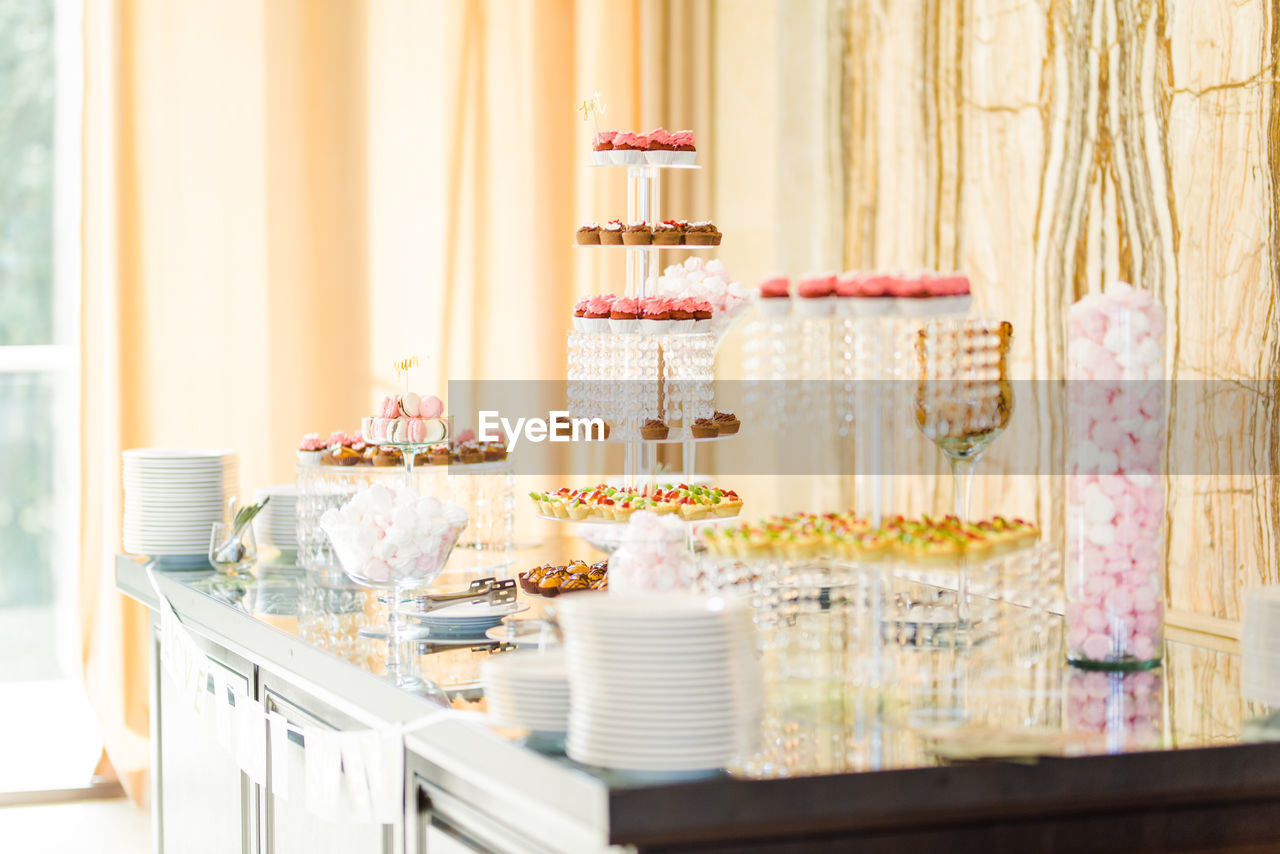 View of cake on table in restaurant