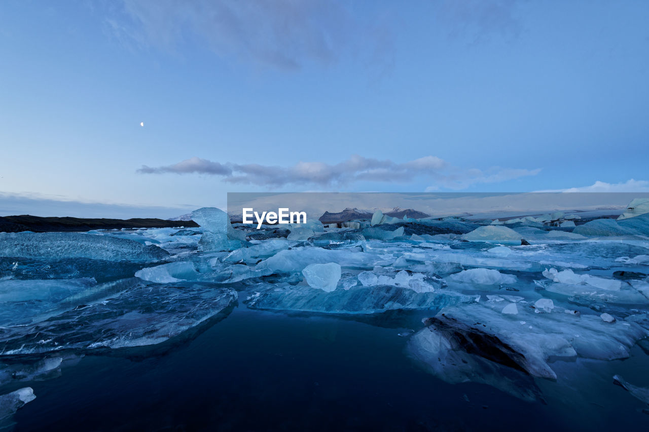 AERIAL VIEW OF FROZEN LANDSCAPE