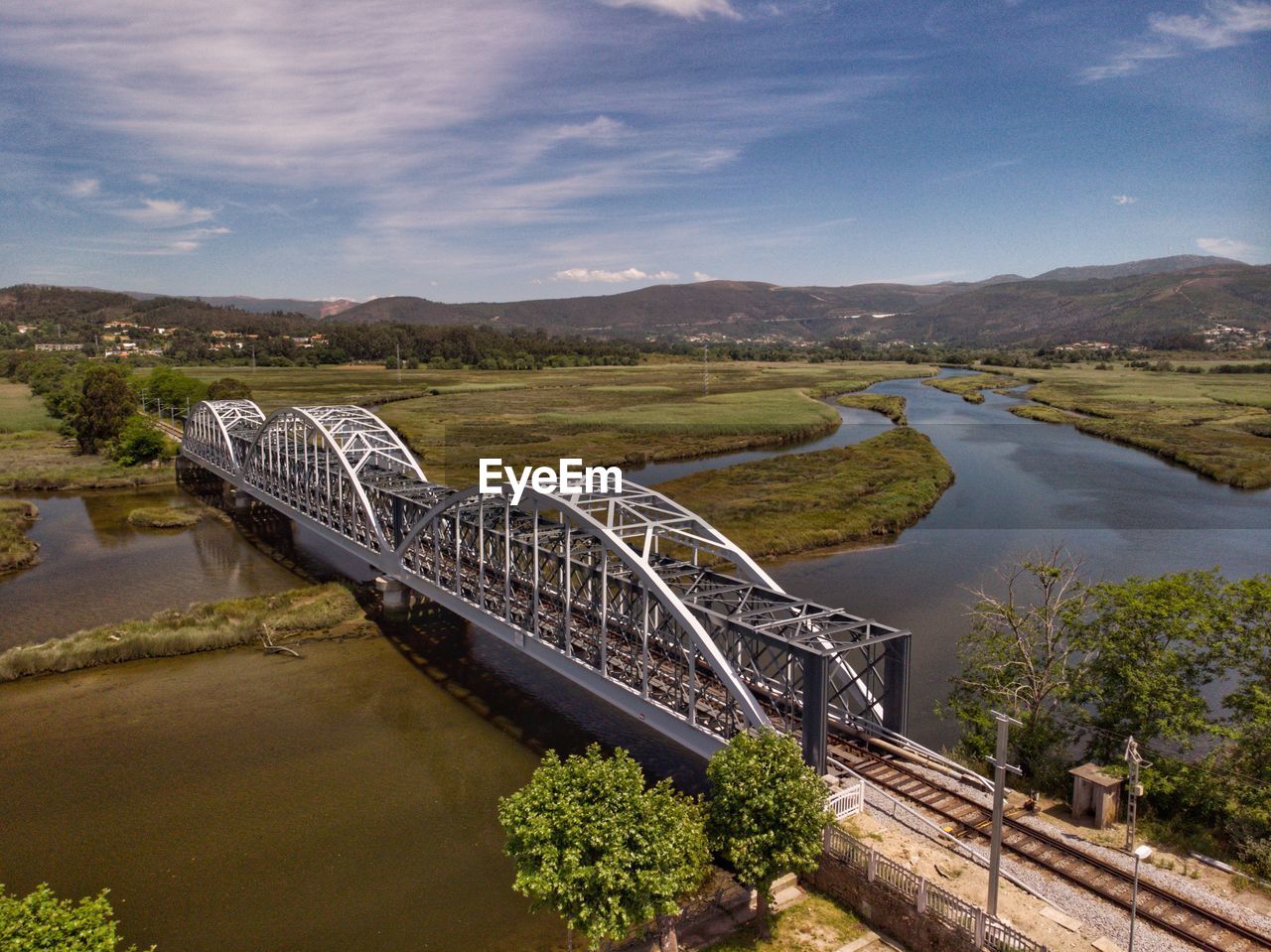 Bridge over river against sky