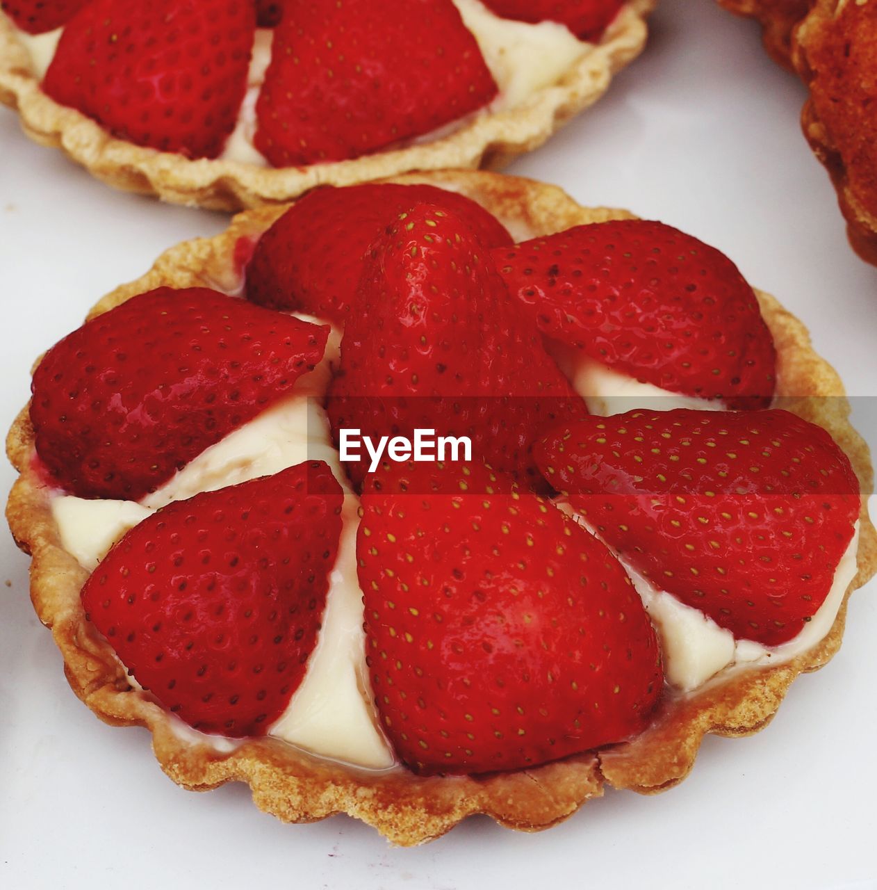 Close-up of strawberries tart on table