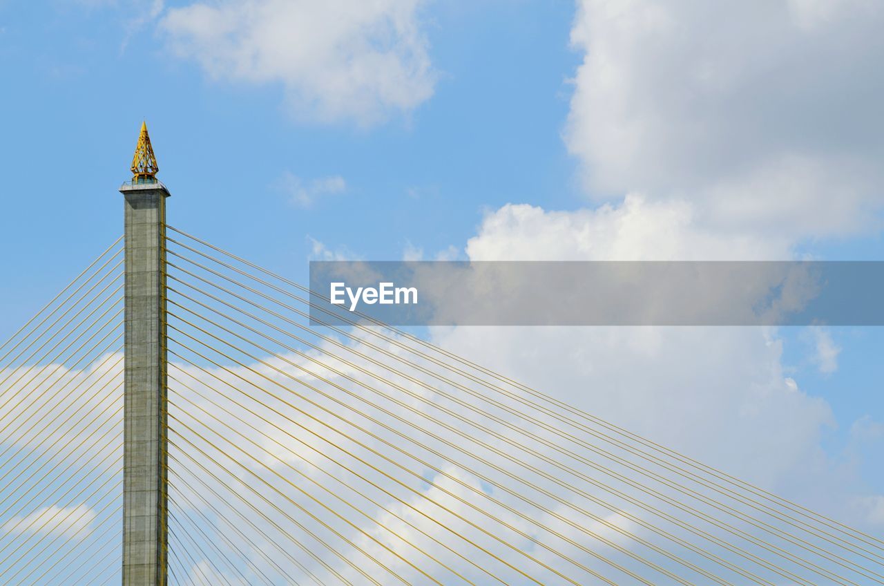Low angle view of rama viii bridge against sky