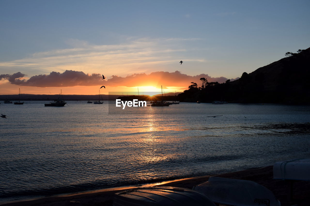 Scenic view of sea against sky during sunset