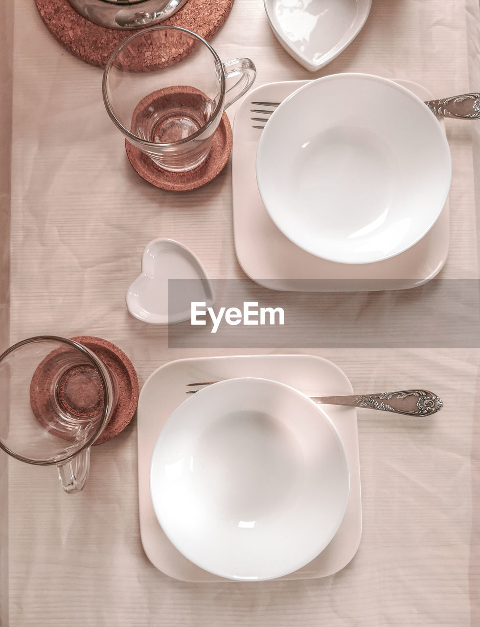 High angle view of breakfast on table