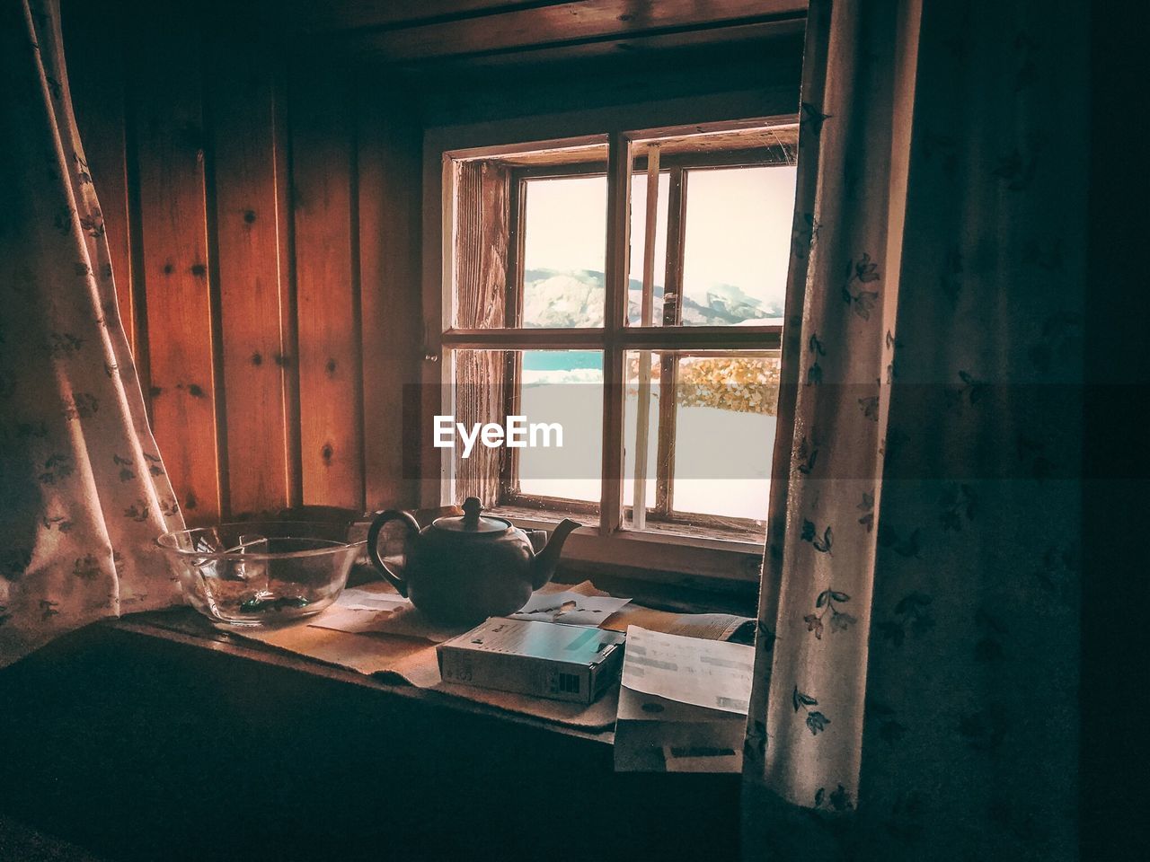 Objects on window sill at home