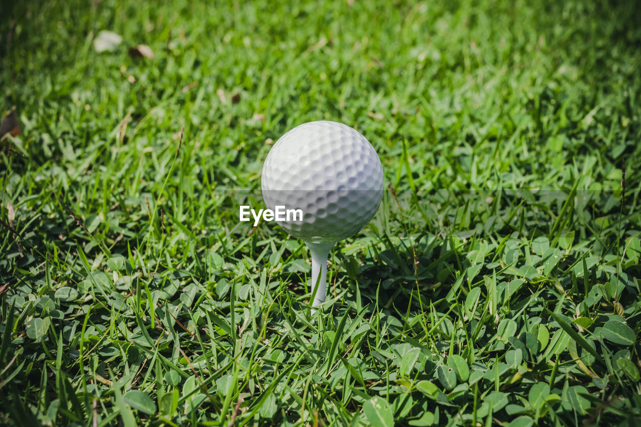 High angle view of ball on field