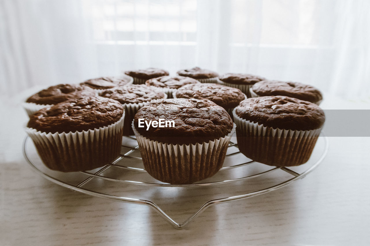 Close-up of cupcakes on table