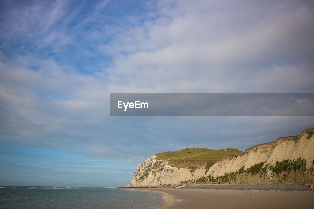 Scenic view of beach against sky