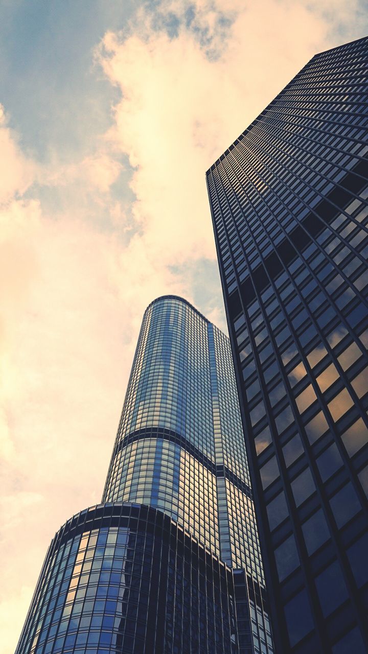 Low angle view of tall buildings against the sky