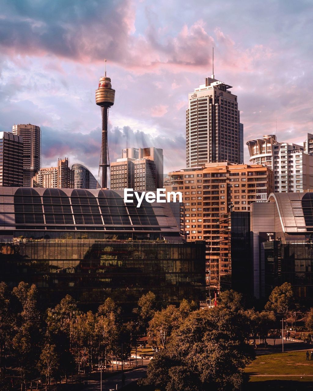 Modern buildings in city against sky