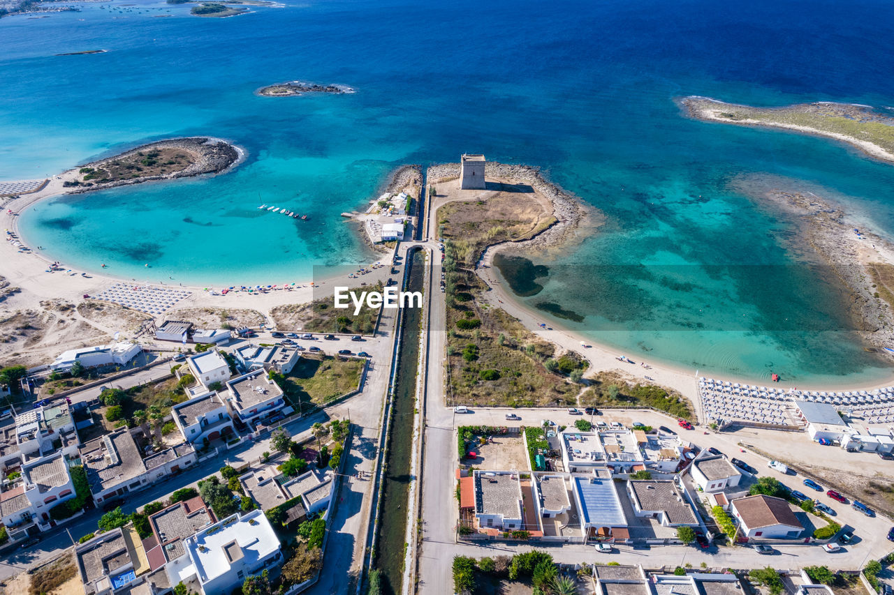 high angle view of beach against sky