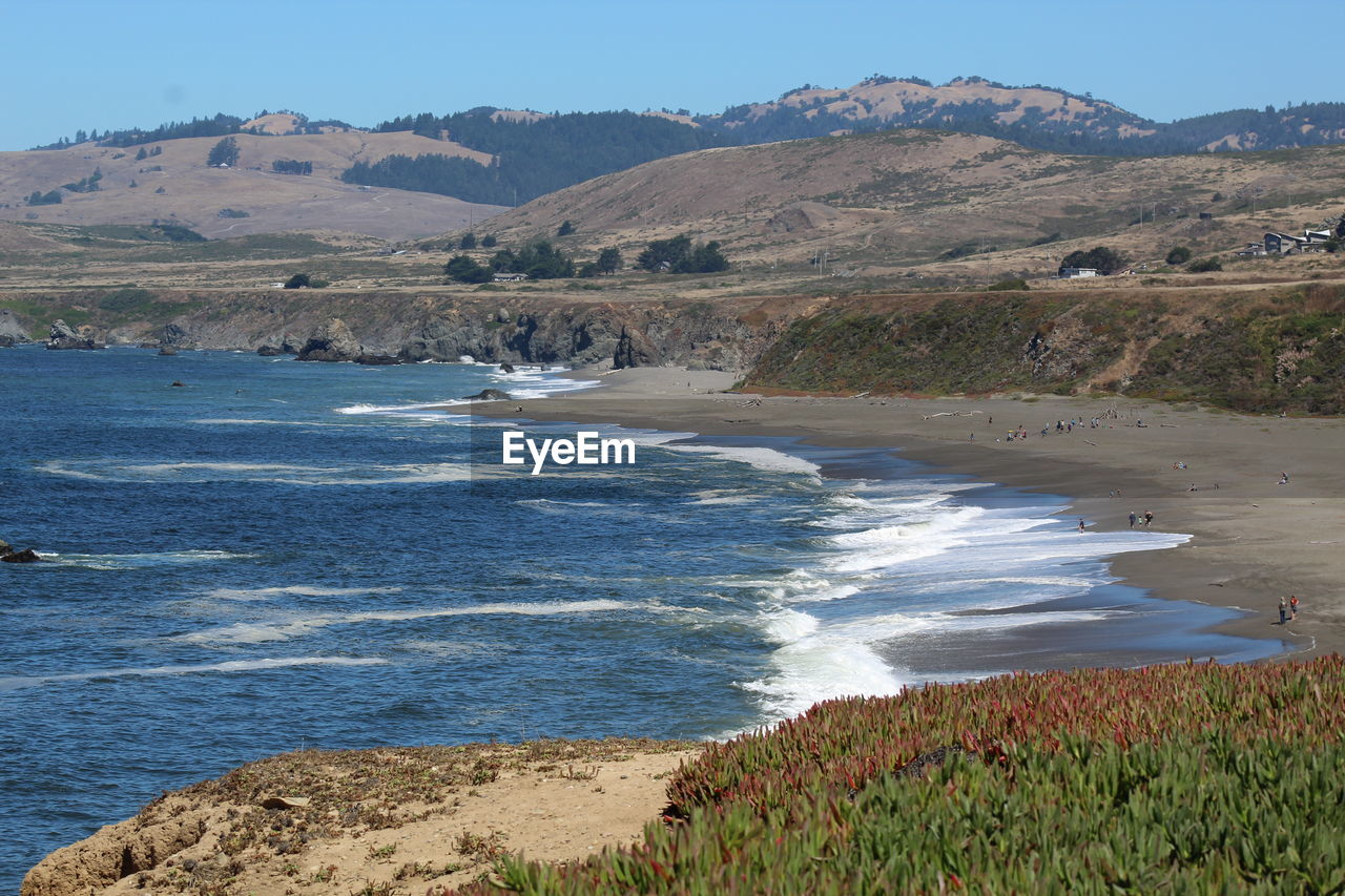 Scenic view of beach against sky