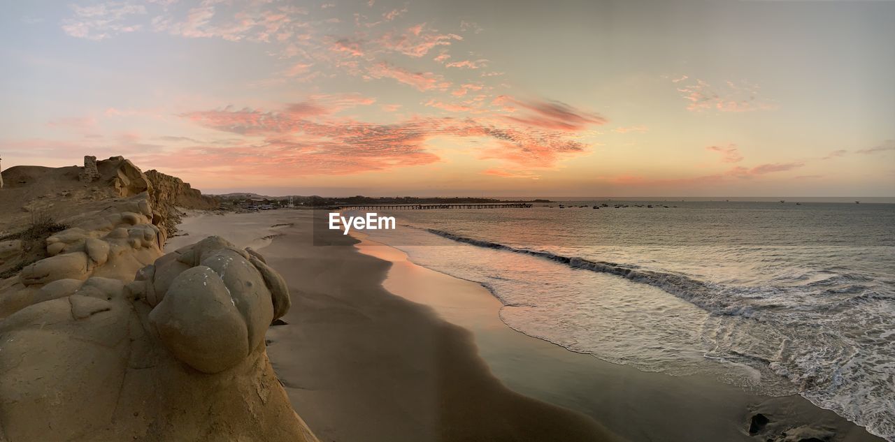 Scenic view of sea against sky during sunset at lobitos peru