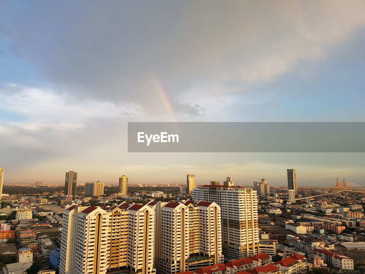 Modern buildings in city against sky