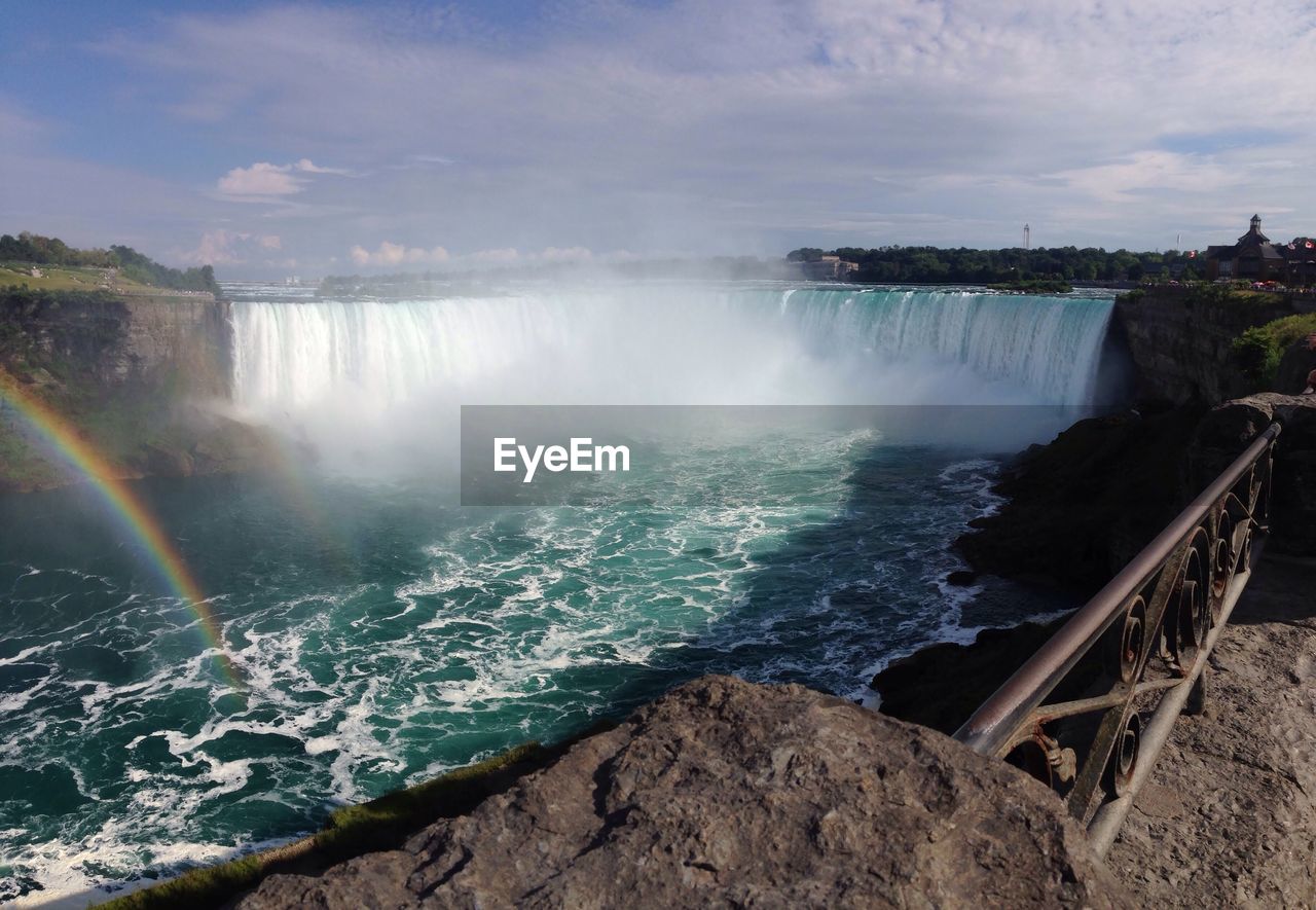 Scenic view of niagara falls against sky