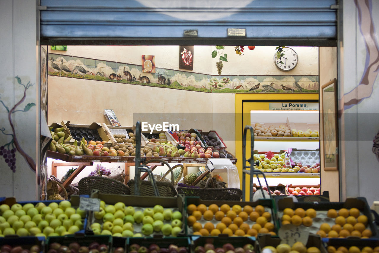 Various fruits for sale at market stall