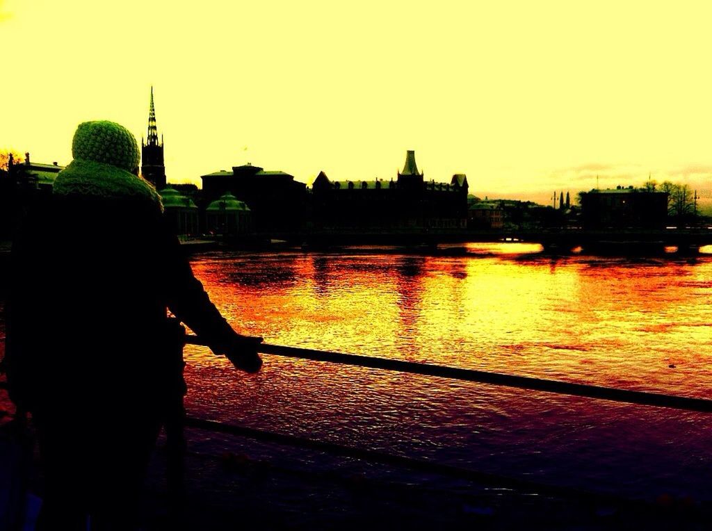 VIEW OF RIVER AT SUNSET