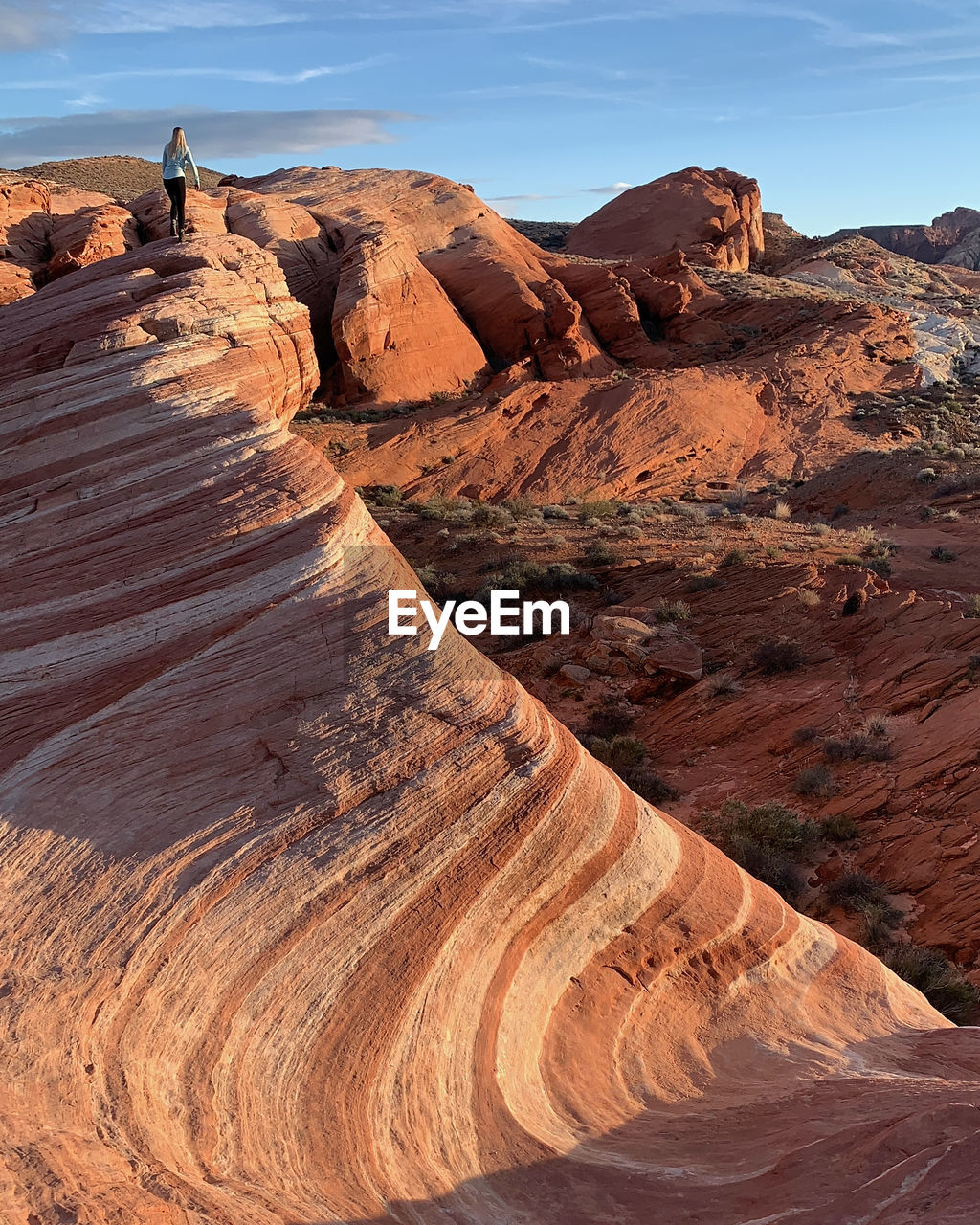 Rock formations on landscape during golden hour in valley of fire state park