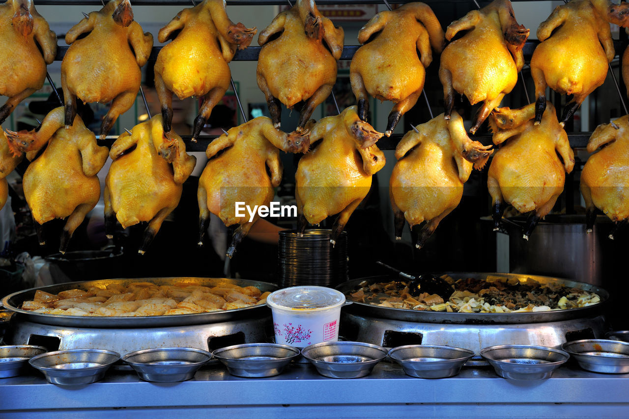 Chicken meat for sale at street market