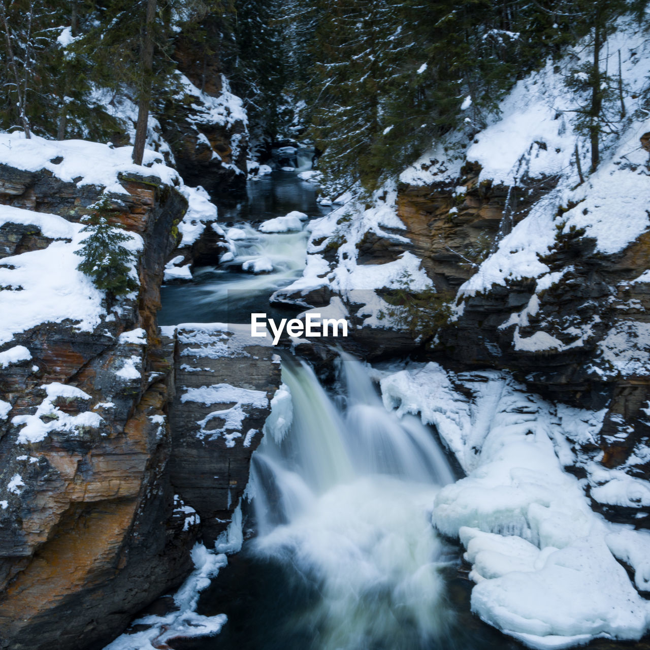 VIEW OF WATERFALL IN WINTER