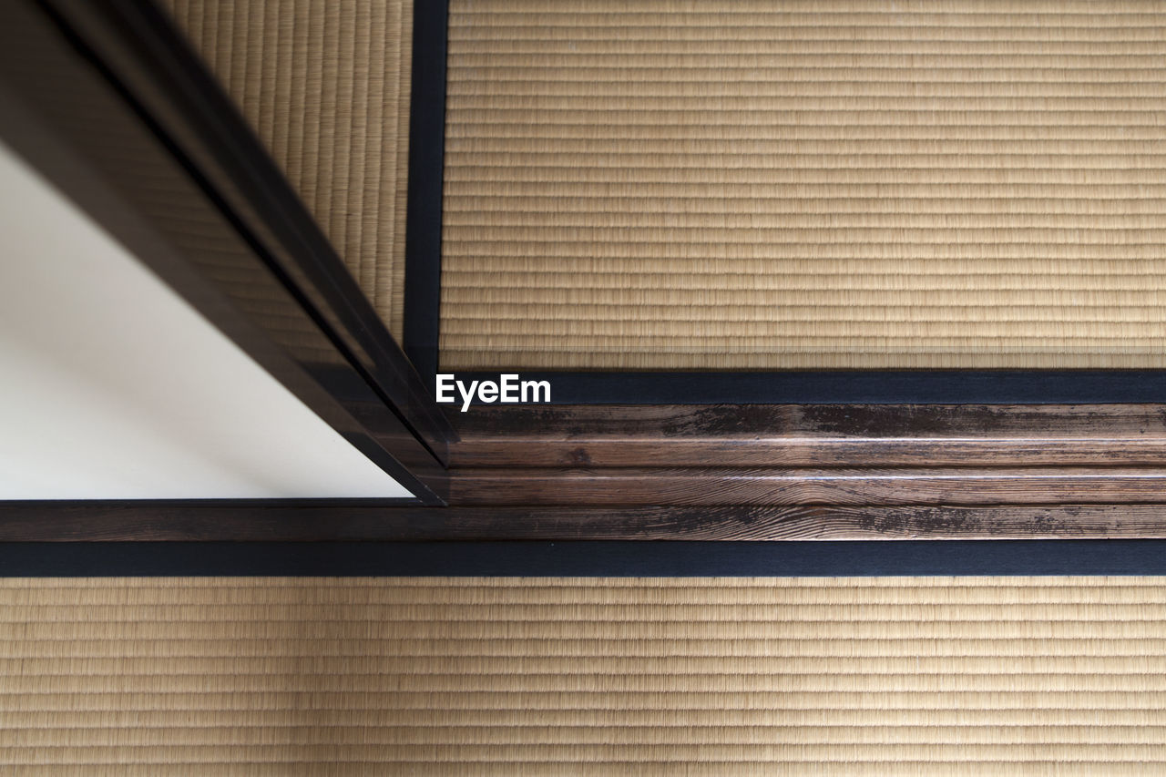 Close-up of japanese tatami mat floor and sliding screen