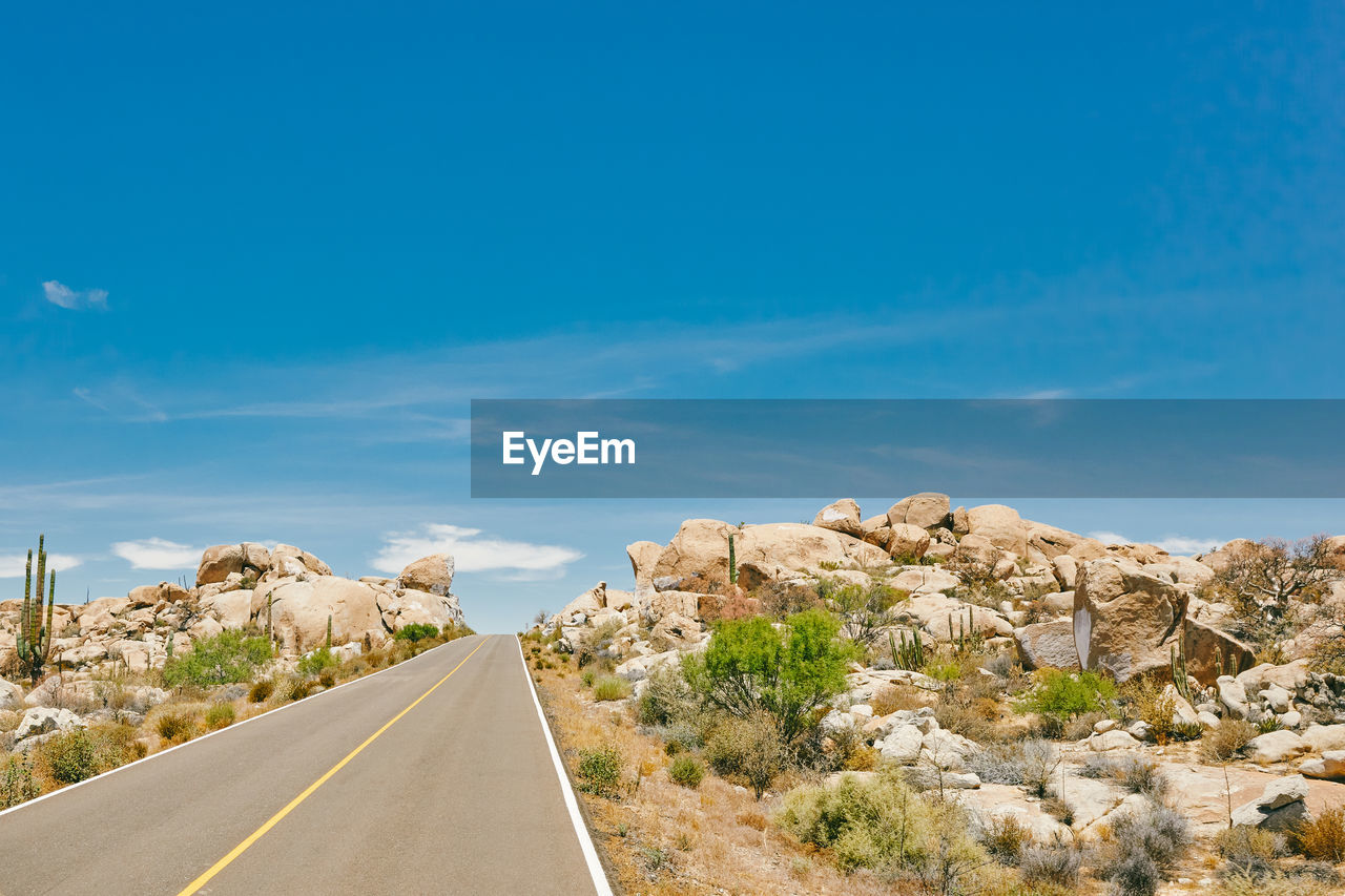 Isolated highway during the summer in the desert of baja, mexico.