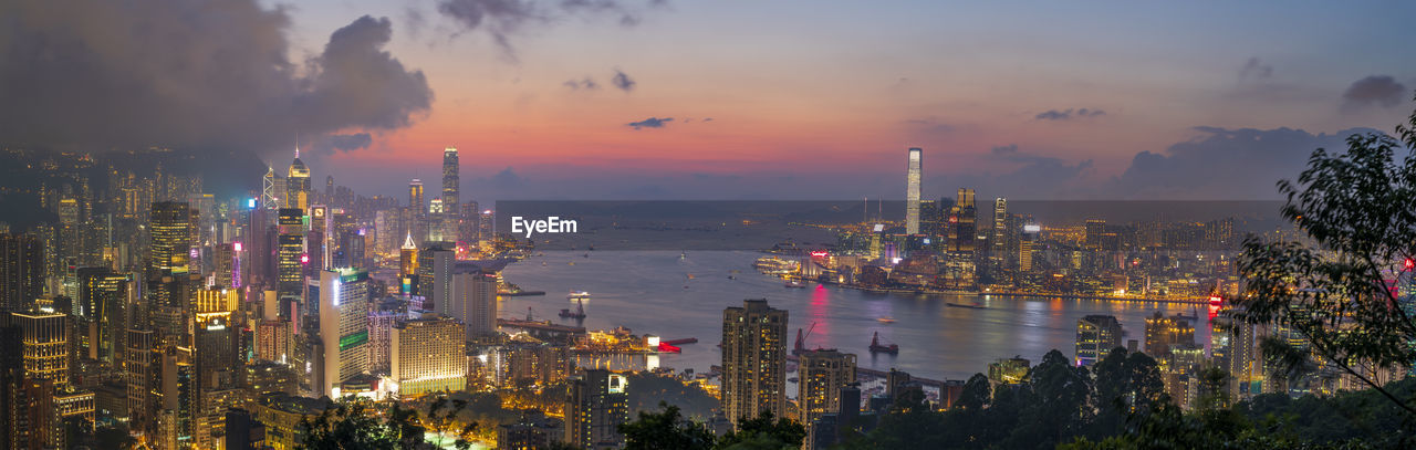 Cityscape from braemar hill at night, hong kong