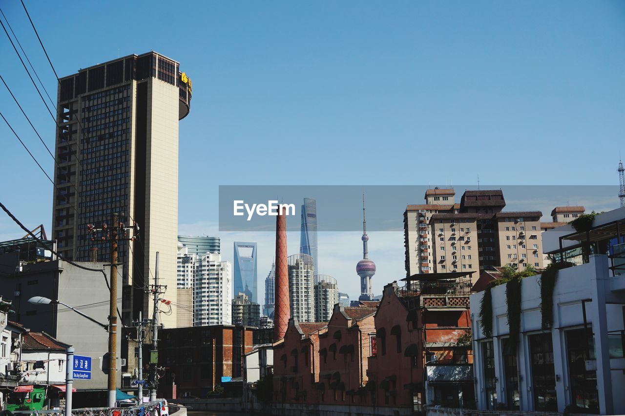 MODERN BUILDINGS AGAINST CLEAR SKY