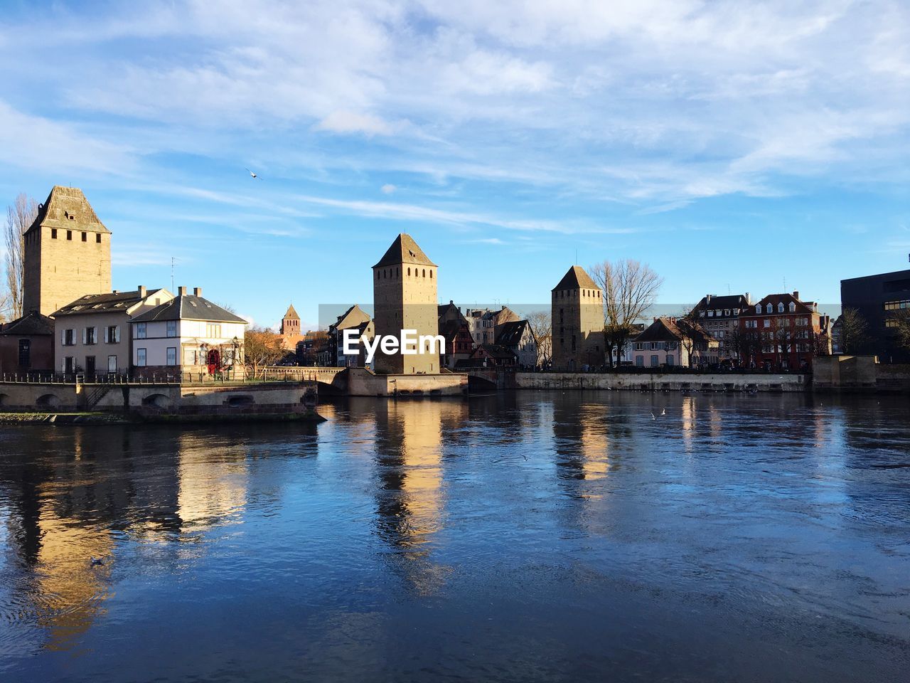 View of river with city in background