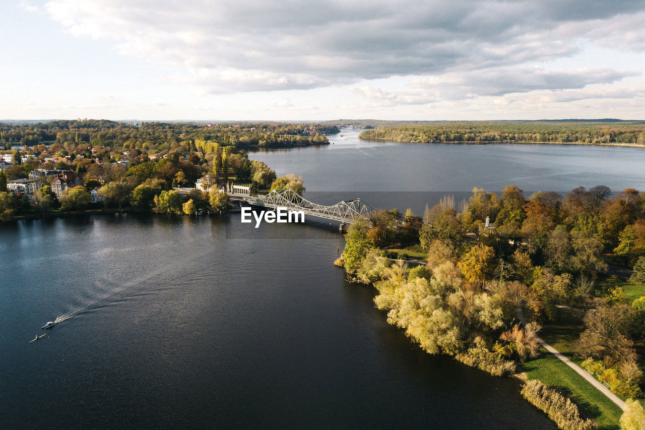 High angle view of river against sky