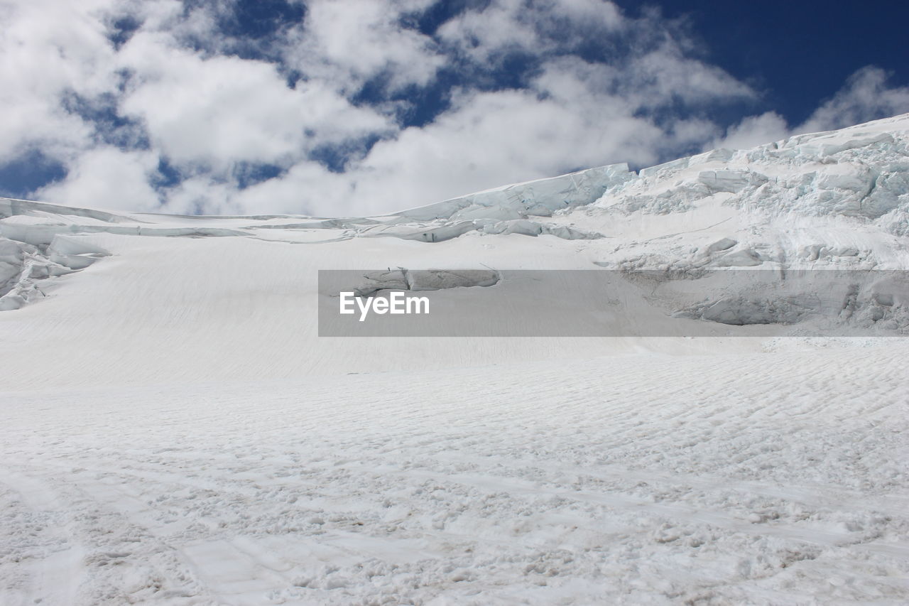 Scenic view of snow covered landscape against sky