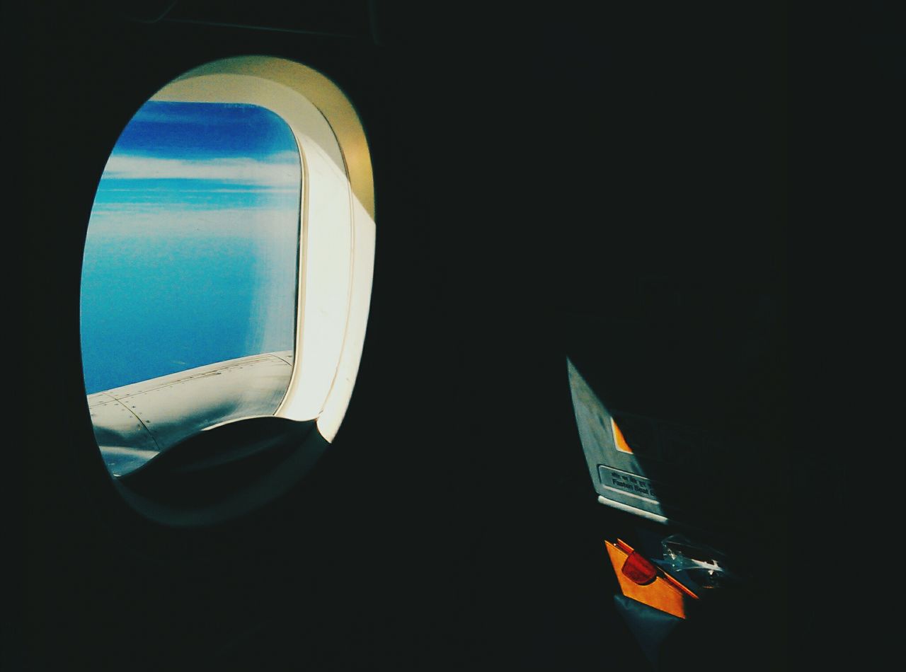 Sky seen through airplane window