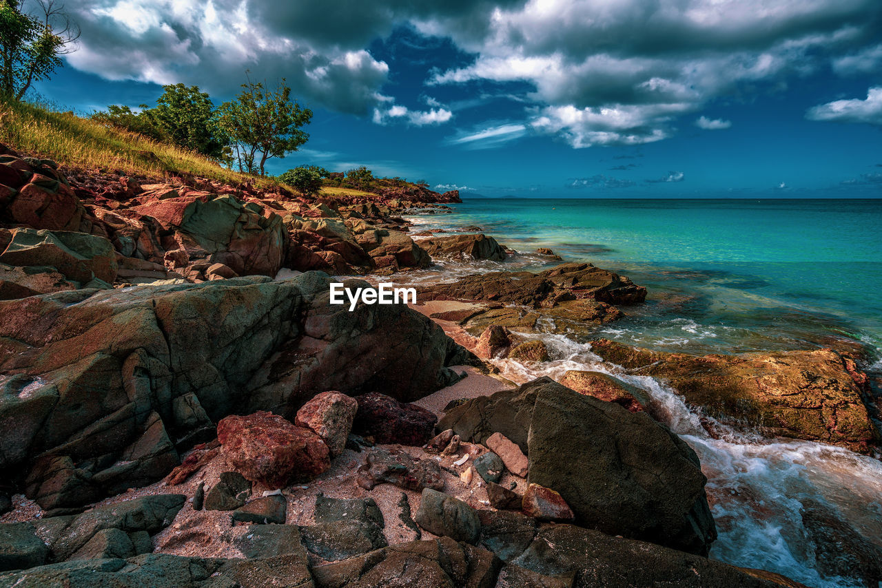 The caribbean sea on antigua and barbuda beach.