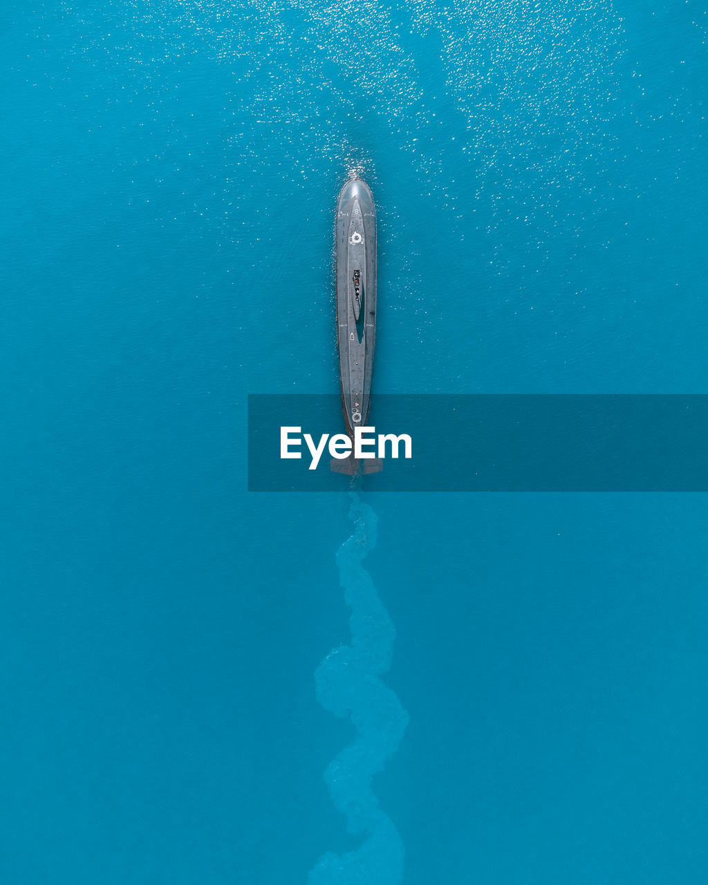 Aerial view of submarine in sea