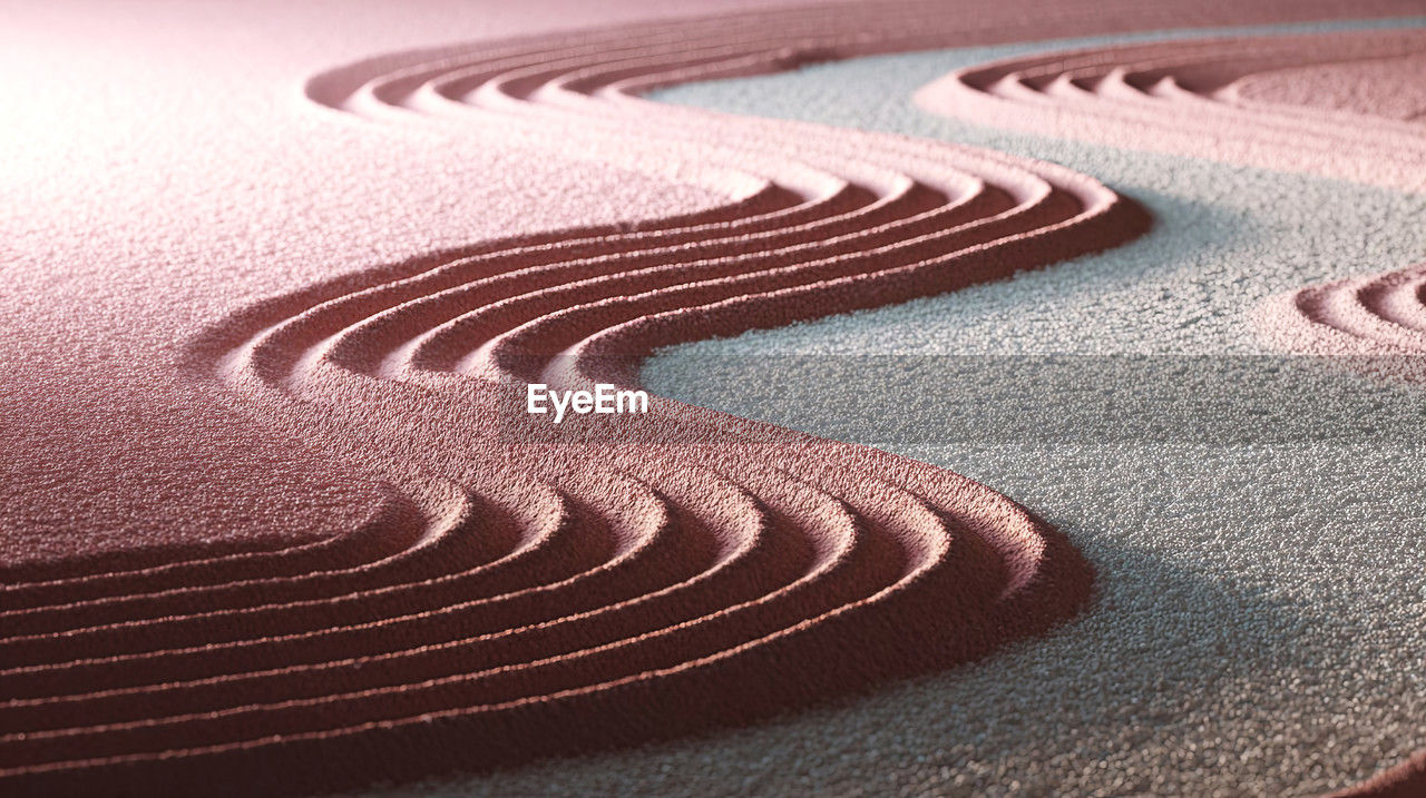 curve, flooring, no people, brown, circle, pattern, close-up, sports, track and field event, carpet, indoors, textured, running track, full frame