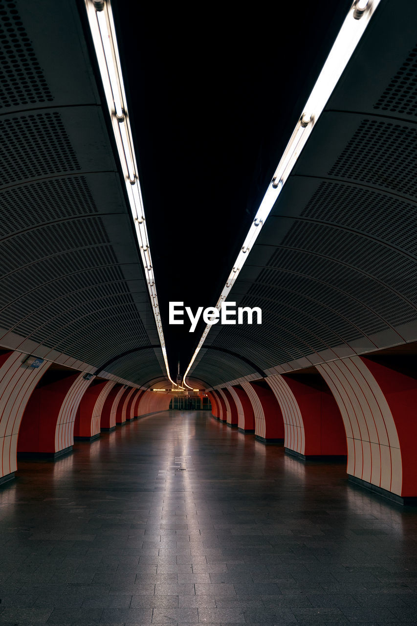 View of empty subway tunnel