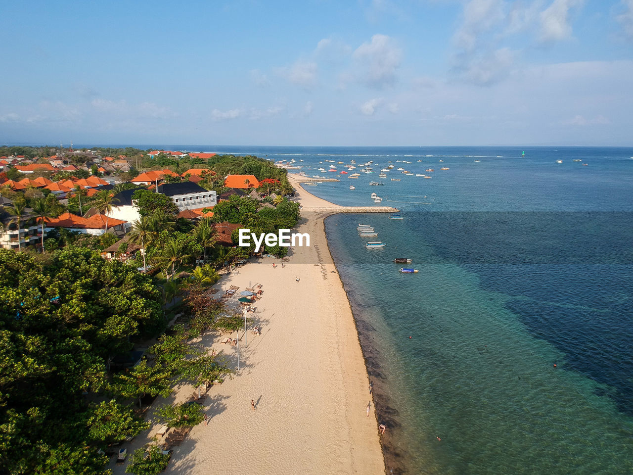 High angle view of beach against sky