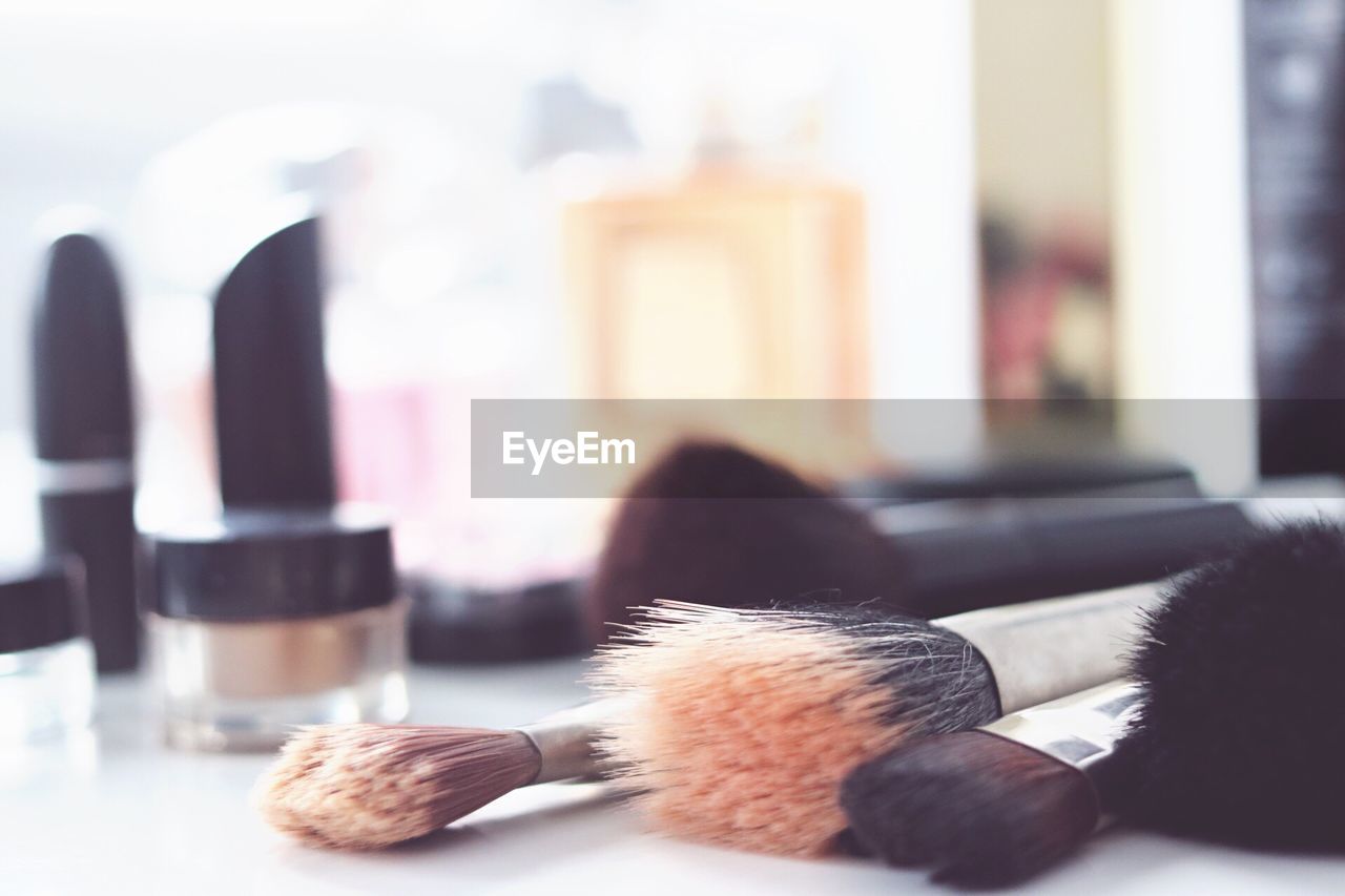 Close-up of make-up brushes