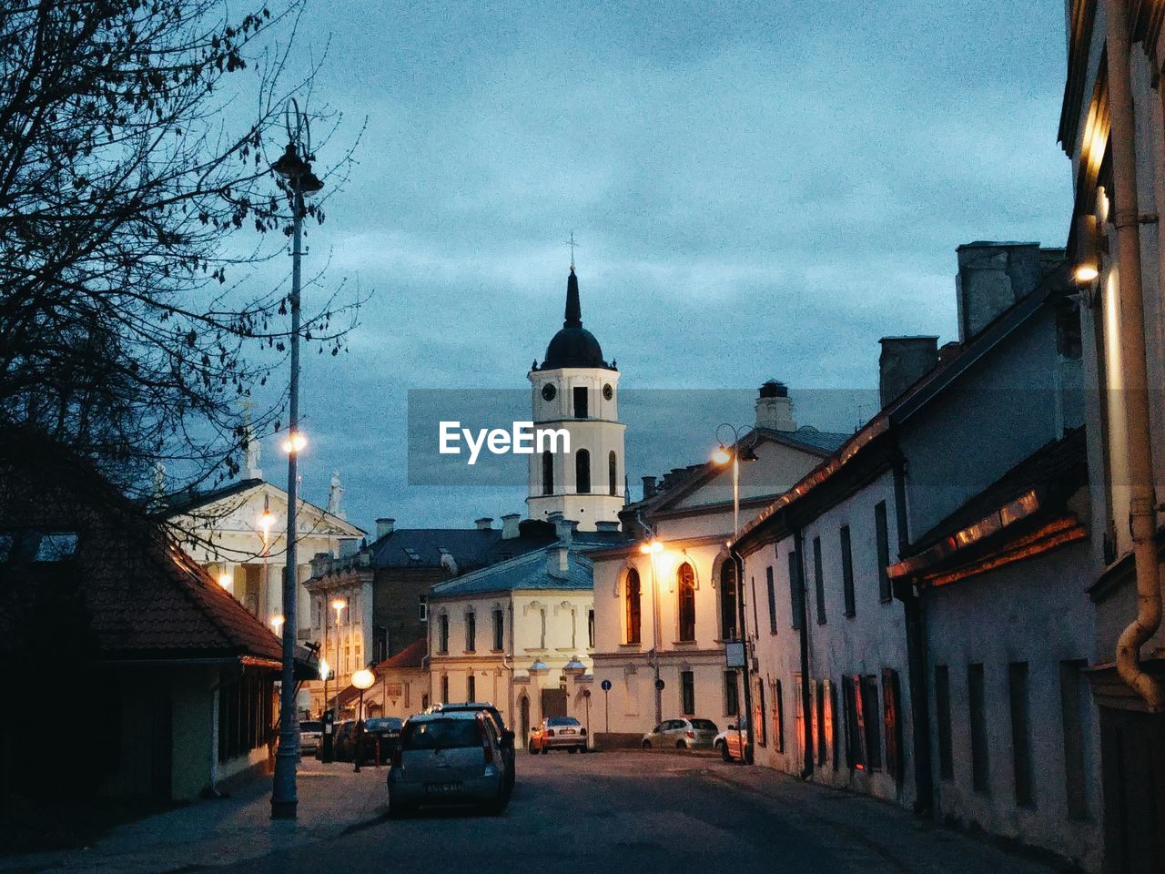 View of illuminated city at night