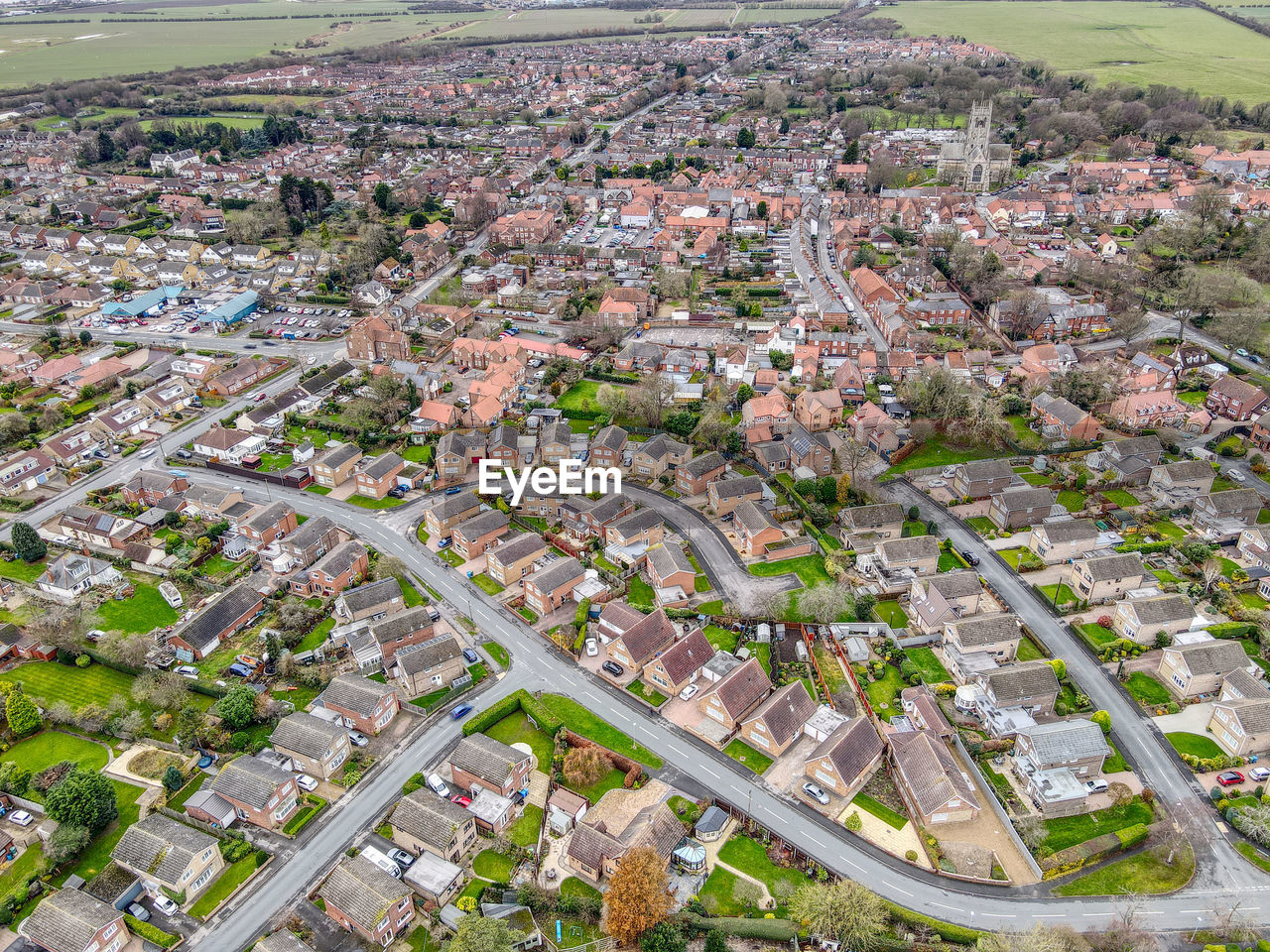 Overhead view of the town of hedon, east riding of yorkshire, uk